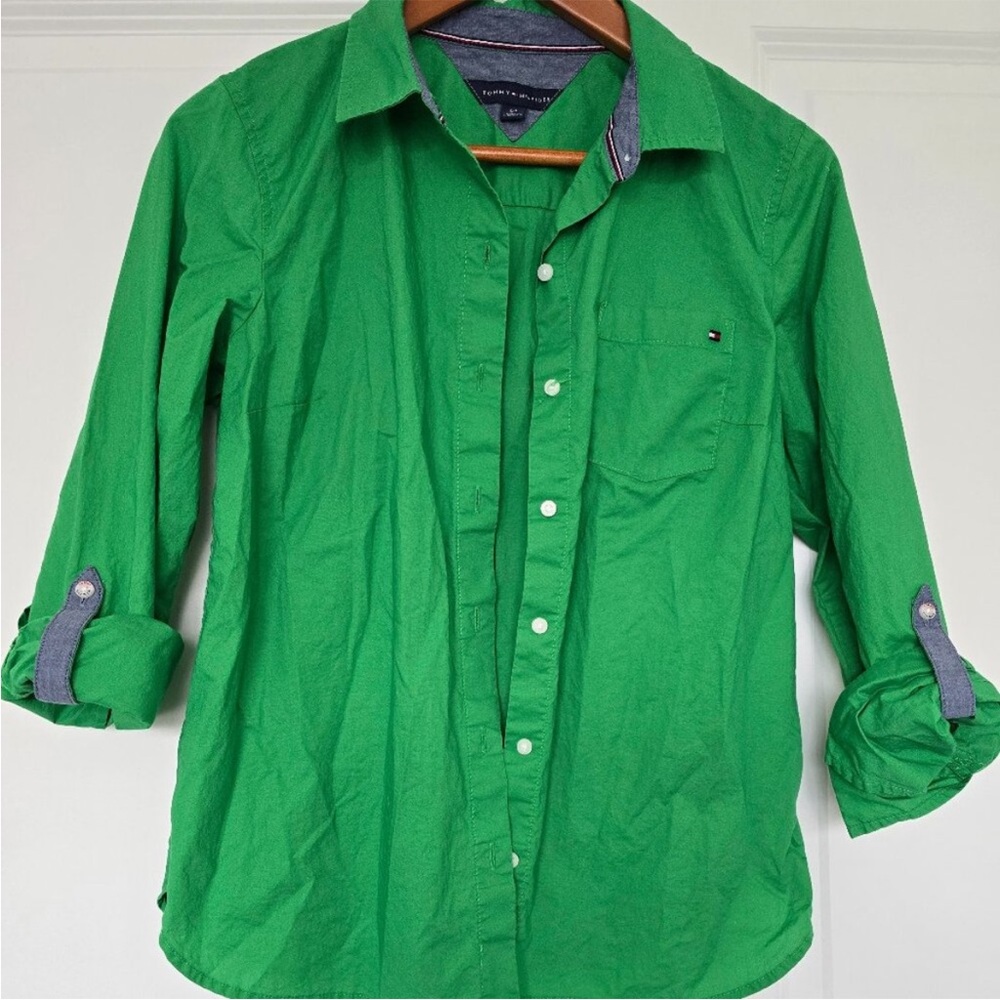 Tommy Hilfiger Kelly Green Button-up Shirt, Size S